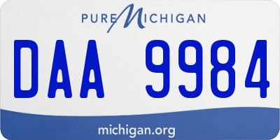 MI license plate DAA9984