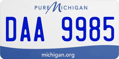 MI license plate DAA9985