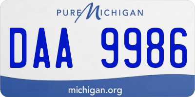MI license plate DAA9986