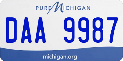 MI license plate DAA9987