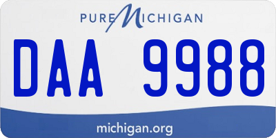 MI license plate DAA9988