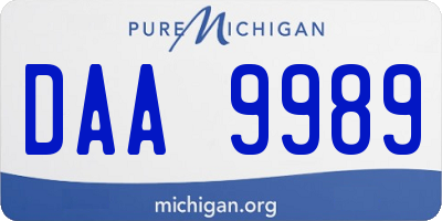 MI license plate DAA9989