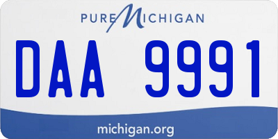 MI license plate DAA9991