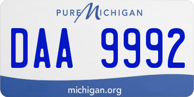 MI license plate DAA9992
