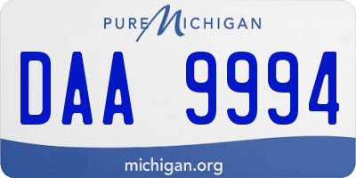 MI license plate DAA9994