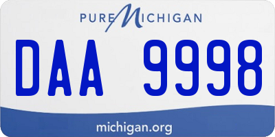 MI license plate DAA9998