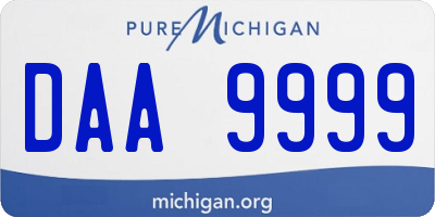 MI license plate DAA9999