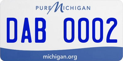 MI license plate DAB0002