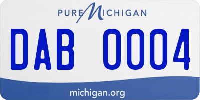 MI license plate DAB0004