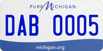 MI license plate DAB0005