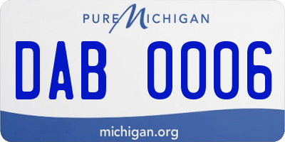 MI license plate DAB0006