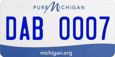 MI license plate DAB0007