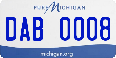 MI license plate DAB0008