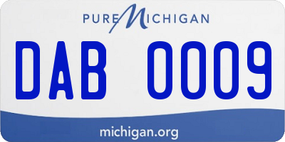 MI license plate DAB0009