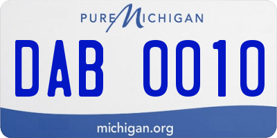 MI license plate DAB0010