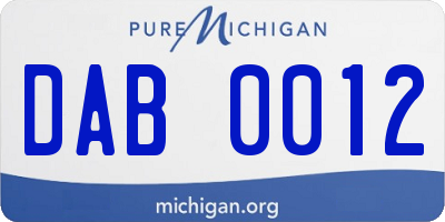 MI license plate DAB0012