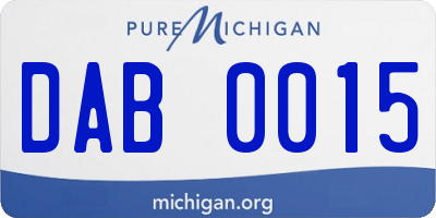 MI license plate DAB0015