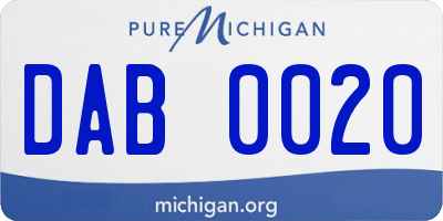 MI license plate DAB0020