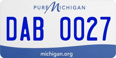 MI license plate DAB0027