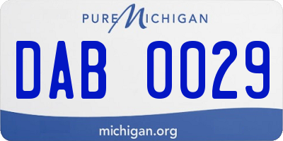 MI license plate DAB0029
