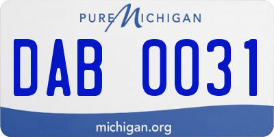 MI license plate DAB0031