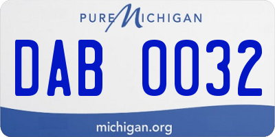 MI license plate DAB0032