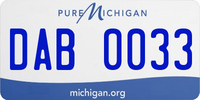 MI license plate DAB0033