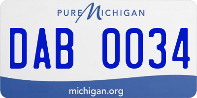 MI license plate DAB0034