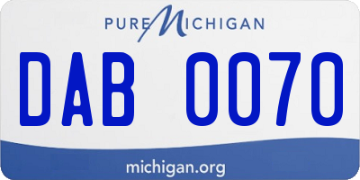 MI license plate DAB0070