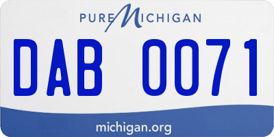 MI license plate DAB0071