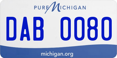 MI license plate DAB0080