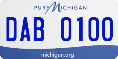 MI license plate DAB0100