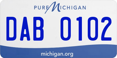 MI license plate DAB0102
