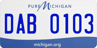 MI license plate DAB0103