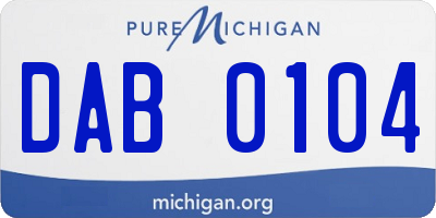 MI license plate DAB0104