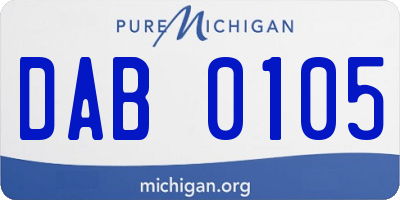 MI license plate DAB0105