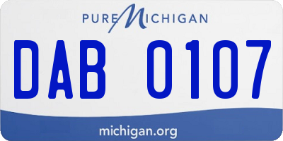 MI license plate DAB0107