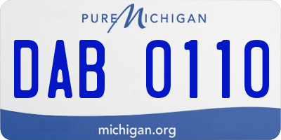 MI license plate DAB0110