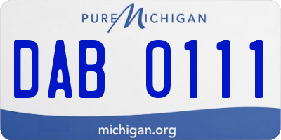 MI license plate DAB0111