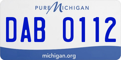 MI license plate DAB0112