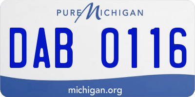 MI license plate DAB0116