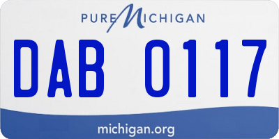 MI license plate DAB0117