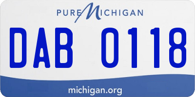 MI license plate DAB0118