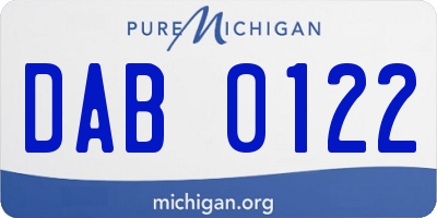 MI license plate DAB0122