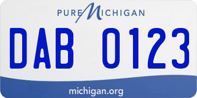 MI license plate DAB0123