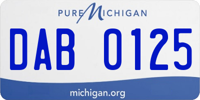 MI license plate DAB0125