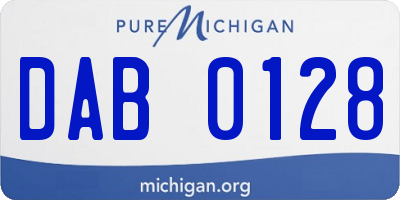 MI license plate DAB0128