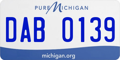 MI license plate DAB0139