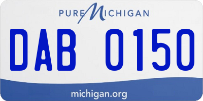 MI license plate DAB0150