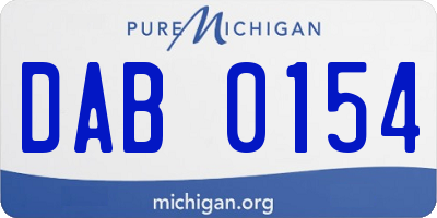 MI license plate DAB0154